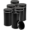 Yesland 6 Pack Tea Tin Canister with Airtight Double Lids, 32 Fl Oz Tin Can Box and Large Round Kitchen Canisters for Loose Tea, Coffee, Candy, Herbs and Spices(Black)