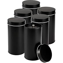 Yesland 6 Pack Tea Tin Canister with Airtight Double Lids, 32 Fl Oz Tin Can Box and Large Round Kitchen Canisters for Loose Tea, Coffee, Candy, Herbs and SpicesBlack