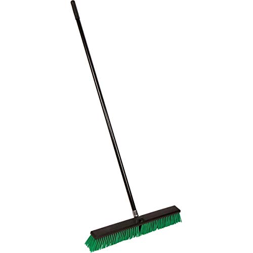 Tidy Tools 24'' Push Broom Outdoor With Long Handle Wide Stiff Bristles Heavy-Duty Brush Commercial Shop Broom For Cleaning Garage Kitchen Patio Bathroom Deck Concrete Wood Stone Tile Floor, Green #TOP5