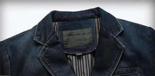 Kiioouu Mens Denim Blazer Men Suit Casual Pocket Work Jacket Jeans Blazers Loose Outerwear3