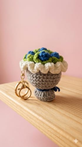 Image of Handmade Crochet Flower Keychain for Bags Keys Purse Backpack Cute Aesthetic Yarn Keyring Bag Charm Handmade Soft Thread Flower Keychain for Girls Women Kids Gifting and Daily Use