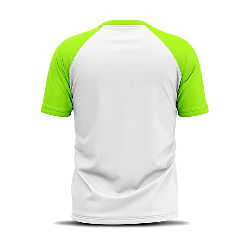 Camiseta Manga Curta Adstore Branco e Verde Neon Masculina Térmica UV Segunda Pele Compressão (GG)