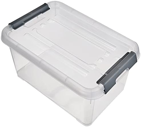 Curver Storage Box Handy Plus with lid 6L in Transparent/Silver, 29.5 x 19.5 x 14 cm