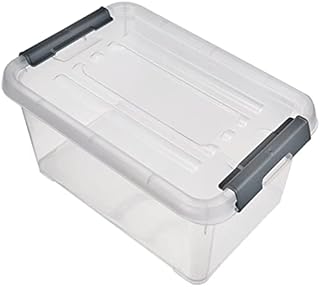 Curver Storage Box Handy Plus with lid 6L in Transparent/Silver, 29.5 x 19.5 x 14 cm