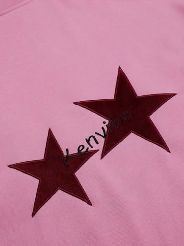 Vamtac Embroidered Star Graphic Hoodie at Front and Back Y2K Oversized Long Sleeve Pullover 2025 Trendy Outfits