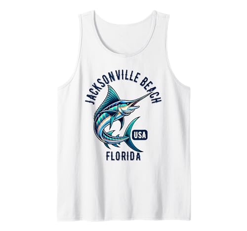 Jacksonville Beach Florida USA Diseño de pesca Camiseta sin Mangas