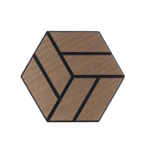 Paneles Acústicos Hexagonales Paneles de espuma insonorizantes con veta madera 3D for pared, autoadhesivos, alta densidad, absorbentes sonido for el hogar(Color-01,8PCS)