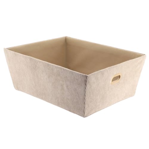 Tendance - Panier de Rangement Velours Côtelé 32,5x40x15 cm - Taupe - Salle de Bain - Dressing Organisation