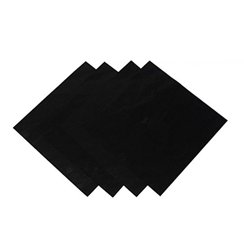 Greenlans 4 pcs Cuadrado de fogones de Gas Protector Maletero Reutilizable fácil de Limpiar protección Pad, Negro, Talla única