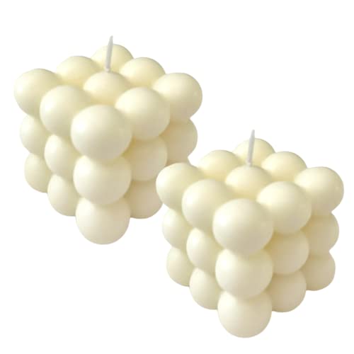 2 Pcs Ivory Bubble Candle Soy Wax Vanilla Scented Square Bubble Candles, Bubble Cube Candle For Home Decor & Gifting #TOP19