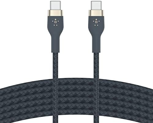 Belkin BoostCharge Pro Flex Braided USB Type C to C Cable (3M/10FT), USB-IF Certified Power Delivery PD Fast Charging Cable for MacBook Pro, iPad Pro, Galaxy S21, Ultra, Plus and More - Black
