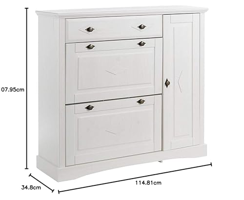 Image of APRODZ Mango Wood Azee Shoe Cabinet for Home | Shoe Rack Organiser | White Finish