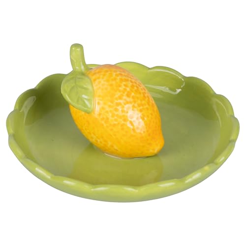 Villa d'Este Home Tivoli 2021 Plato decorativo redondo de 11,2 cm, cerámica, diseño de limón, Fruit Life