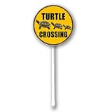 Houseuse Turtle Crossing Yard Sign With Stake Turtle Xing Area Wildflower Area Round 9.2inch Caution Warning Aluminum Decoration Rustproof Sturdy Wildflowers For Outdoor Stake Set Easy Install