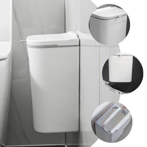 Caneca de basura para cocina blanca de 9 litros para colgar en pared miniatura 5