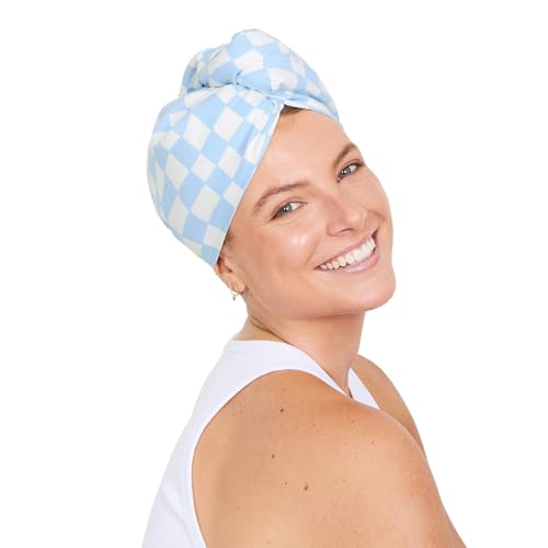 Dock & Bay Turban Hair Towel - for Home & The Beach - Super Absorbent, Quick Dry - Surf Check, One Size