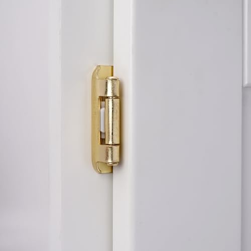 DecoBasics 1/2” Overlay (Brass Plated) Gold Cabinet Hinges (10 Pair - 20 Pack) - Semi Wrap Partial Wrap Overlay Kitchen Cabinet Hinges -Quick & Easy Installation