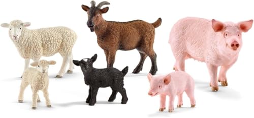 Schleich Farm World, Farm Animal Toys for Kids Ages 3+, 6-Piece Mom and Baby Toy Farm Animal Set