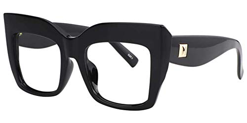 Image of VOOGLAM Stylish Oversize Square Blue Light Blocking Glasses for Women Men Anti Eyestrain UV Eyewear Cassandra