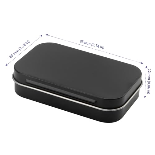 Image of SOUJAP 60PCS Black Mini Tin Box, Small Tins with Hinged lid, 3.74 x 2.36 x 0.87 Inches Metal Empty Hinged Tins Box for Jewelry, Crafts, Candies