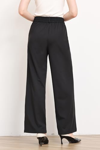 Balleay Art Dress Pants Women High Waisted Loose Stretch Wide Leg Trousers Work Business Casual Ladies Slacks with Pockets2