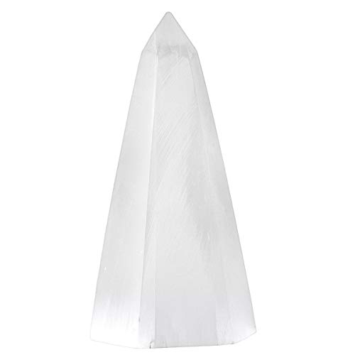 rockcloud 1PC Natural Selenite Stick Healing Stone Faceted Crystal Point Prism Wand for Meditation Reiki Energy Cleansing, 2.9