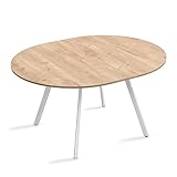 B&D home runder Esstisch THORAN | ausziehbar 120-150 cm für 4-6 Personen Küchentisch Holztisch Esszimmertisch mit weißem Gestell | skandinavisch Landhaus Design | Sandeiche Optik, 11210-EISA