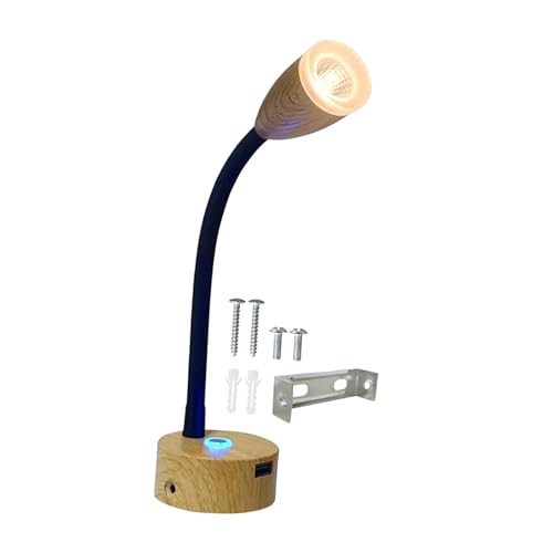 Wswqop Lámpara de Lectura LED para RV Lámpara Regulable de Cabecera Flexible con Intensidad Ajustable Memoria de Brillo Uso Práctico Adecuada para, Negro