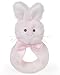 Bearington Baby Lil' Bunny Pink Plush Stuffed Animal Soft Ring Rattle, 5.5"