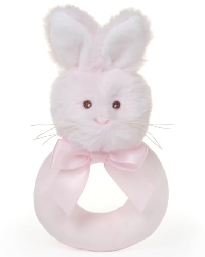Image of Bearington Baby Lil’ Bunny, 5.5 Inch Pink Soft Stuffed Easter Bunny Rattle, Baby Easter Gifts - Newborn Toy