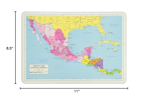 Painless Learning Educational Placemats for Kids Laminated Mexico Central America and South America Map Set Free Two Sided United States/World Maps 3-Ring Binder Washable - Thumbnail 5