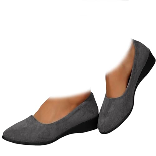 Imagen de Whimsyard Elegantes zapatos de cuña de gamuza ligeros y antideslizantes con tacón bajo