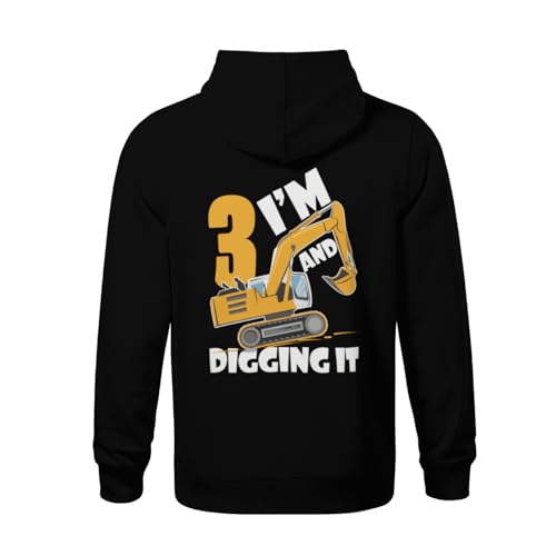 Kids Construction Boy 3 Years Old Two 3yr 3th Birthday Boys Girls Lightweight Kangaroo Pocket Fleece Hoodies3