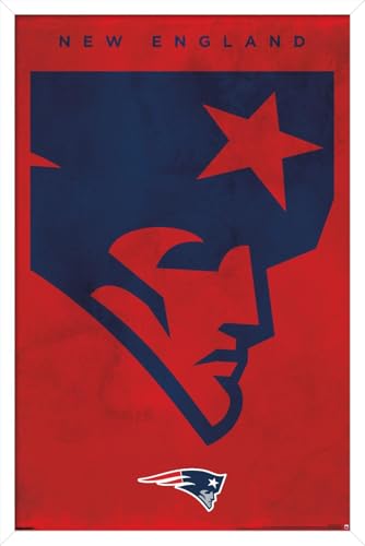 Trends International NFL New England Patriots - Logo 25 Wall Poster, 22.4L x 14.7W, White Framed Version