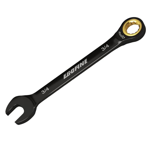 Egofine 3/4 Ratchet Wrench 3/4 Wrench Ratcheting Combination Wrenches SAE Industrial Grade Gear Spanner with 12 Point Box End 72-Teeth Ratchet Black Electrophoretic Coating CR-V
