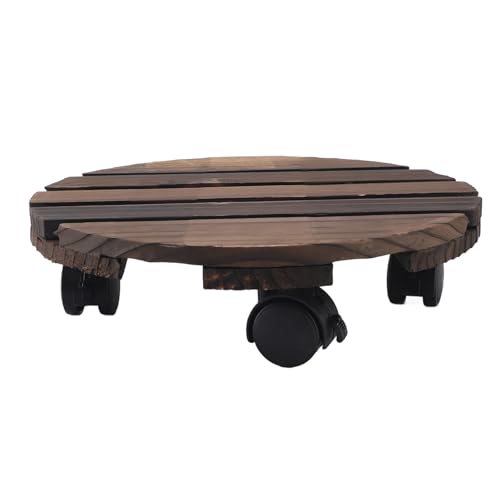 Qcwwy Plantas con Ruedas, Soporte Redondo de Madera para Plantas, Decoración de Jardín para Exteriores, Hogar, Oficina, Jardín, Macetas, árboles Grandes en Macetas, Barriles de Vino