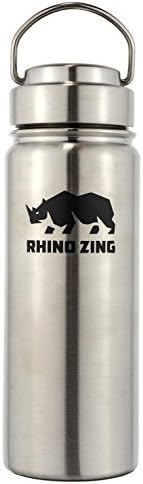 Rhino Zing 18-Ounce Beer Growler Stainless Steel Water Bottle with Stainless Steel Lid. Insulated, Wide Mouth