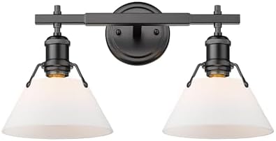 Golden Lighting 3306-BA2 BLK-OP Orwell Bath Vanity, Matte Black with Opal Glass Shade