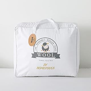 HOMEFOUCS Super King Size Duvet, 4.5 Tog Luxurious Wool Duvet, Fresh Ideas Washable Australian Wool Filled Quilt, 230T Soft Fabric(Super king size: 260x220cm)