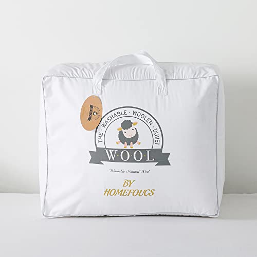 HOMEFOUCS Edredón de lana de lujo de 4,5 tog, edredón de lana de lujo Fresh Ideas lavable con relleno de lana australiana, tela suave de 230 T (tamaño súper king: 260 x 220 cm) Cover