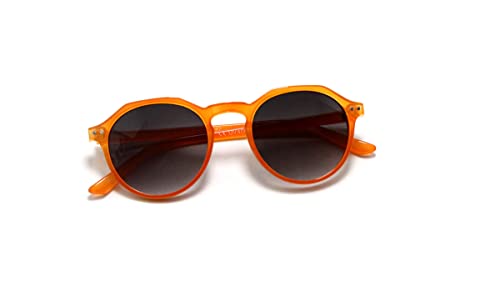 Óculos De Sol Retro Redondo Unissex Com Lentes Com Proteção Uv-400 Cor: Marrom - Laranja