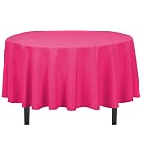 LinenTablecloth 90-Inch Round Polyester Tablecloth Fuchsia