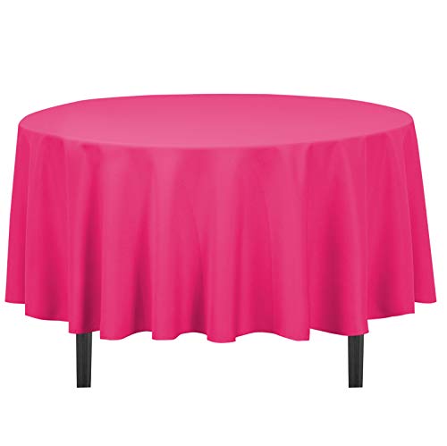 Linentablecloth 90-Inch Round Polyester Tablecloth Fuchsia #TOP25