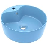 Kaorsrow Lavabo da appoggio in ceramica opaca, 36 cm, con troppopieno e foro per rubinetto, design moderno per bagno, ospiti, WC, cucina, ufficio