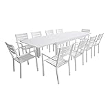 Happy Garden Salon de Jardin Venezia Extensible 180/300 en Aluminium 10 Places - Blanc