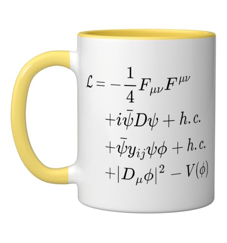 Standard Model Lagrangian Of Particle Physics Ceramic Mug, Yellow/White