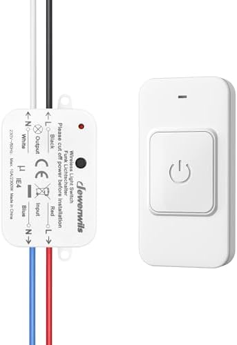DEWENWILS Funk Lichtschalter 230 V, magnetische Fernbedienung, 2300 W | Funkschalter-Set mit 1 Sender, kabellos, Reichweite bis 30 m, erweiterbar, für Lampen & Ventilatoren