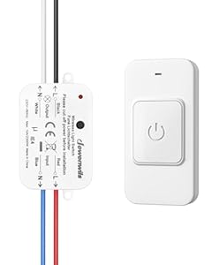DEWENWILS Funk-Lichtschalter Set 230 V, magnetischer Funkschalter mit Empfänger, drahtlos, Reichweite bis 30 m, erweiterbar, Schalter für Lampen und Ventilatoren bis 2300 W, 1 Sender
