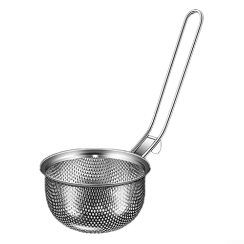 Shophubio Cucchiaio pieghevole in acciaio inossidabile 304, setaccio pieghevole con manico lungo antiruggine per scolare olio caldo, filtrare e setacciare – Cestino per friggere (cerchio)