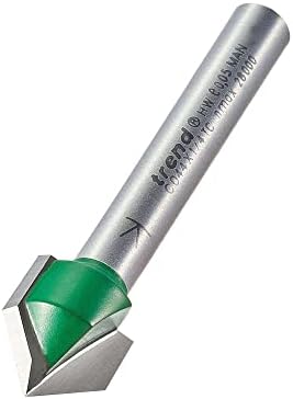 Trend Craft C044X1/4TC Pro 1/4in shank 'V'groove cutter 12.7mm diameter Two Flute Carbide tips.